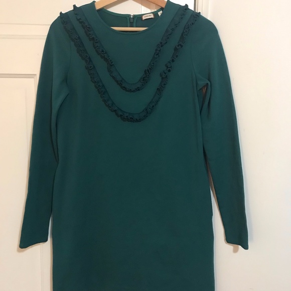 Sunday Best (Aritzia) Green ruffle-front long-sleeve dress size S - Picture 8 of 14